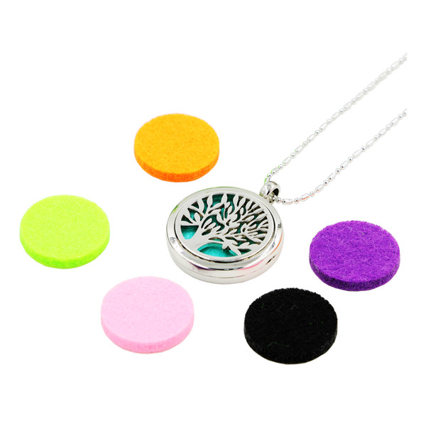 Essential Oil Diffuser Necklace Aromatherapy Diffuser Locket Pendant Set with 5 Color felt pads and 1 necklace chain free shipping(25styles)