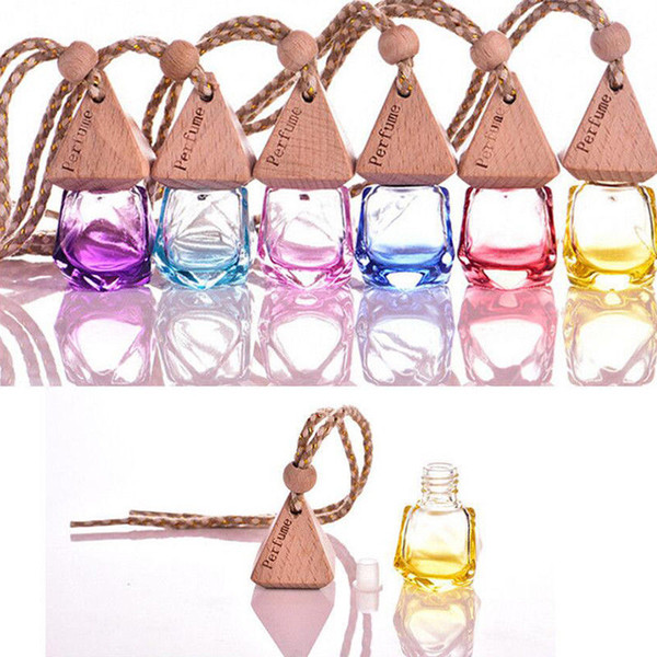 Hanging Car Perfume Bottles Fragrance Diffuser Bottle Car Air Freshner Glass Essential Oil Bottle Pendants Car Handing Decorations AAA1019