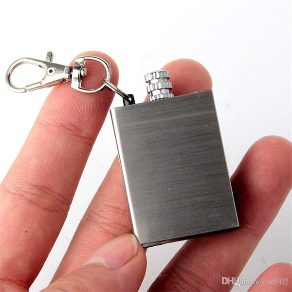 Key Buckle Square Stainless Steel Match Metal Shell Reuse Igniter Waterproof Type Flint Outdoor Camping Survival Tool