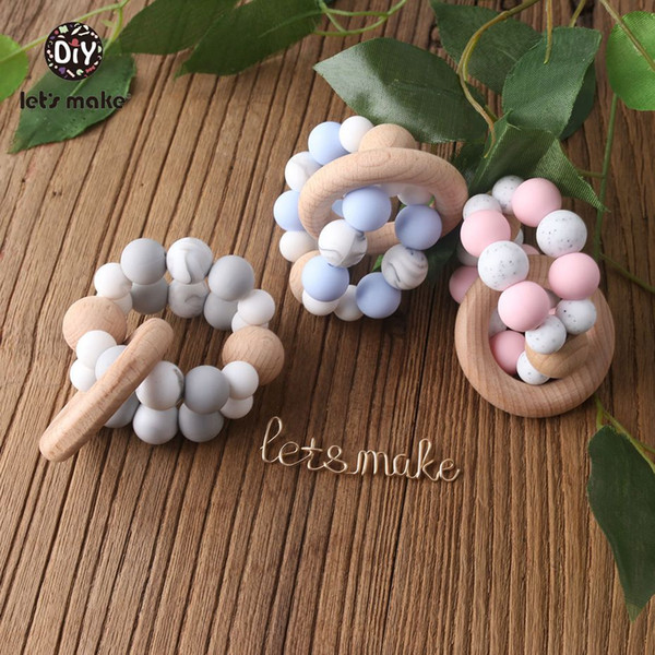 Let's Make Chew Silicone Teether Beads Candy Color Bracelet Silicone Rattle Teething Beads Soother Chain Nursing Pendants