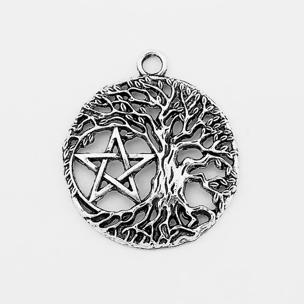 10pcs Tibetan Silver Hollow Open Tree Life Yggdrasil Pentacle Pentagram Charms Pendant For Diy Necklace Jewelry Findings Bijoux