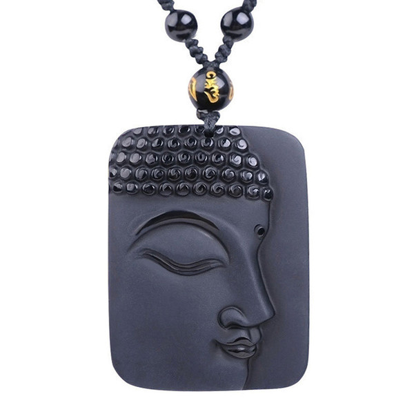 Natural Obsidian Stone top fashion crystal pendant Buddha Buddha Head necklace Pendant gift for men and women