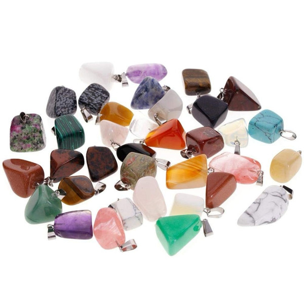 Wholesale 20pcs/lot 2018 Hot Selling Natural stone Mixed Tumble Shape Pendants Charms jewelry Free Shipping