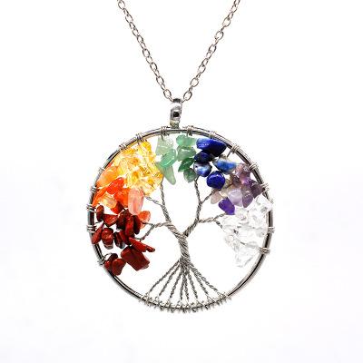 Tree Of Life Necklace Gemstone Pendant Crystal necklace Natural Stone Necklace Quartz Stones Pendants Women Gift