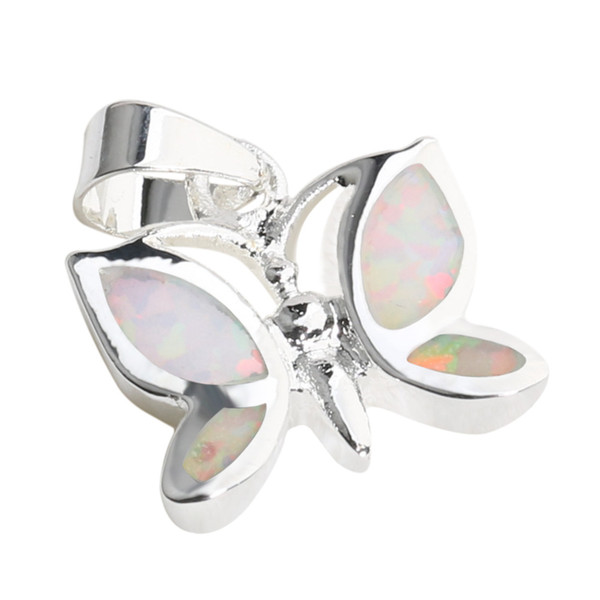 Alluring Buerfly 10*18mm White Fire Opal Silver Handmade Animal Pendant P9056