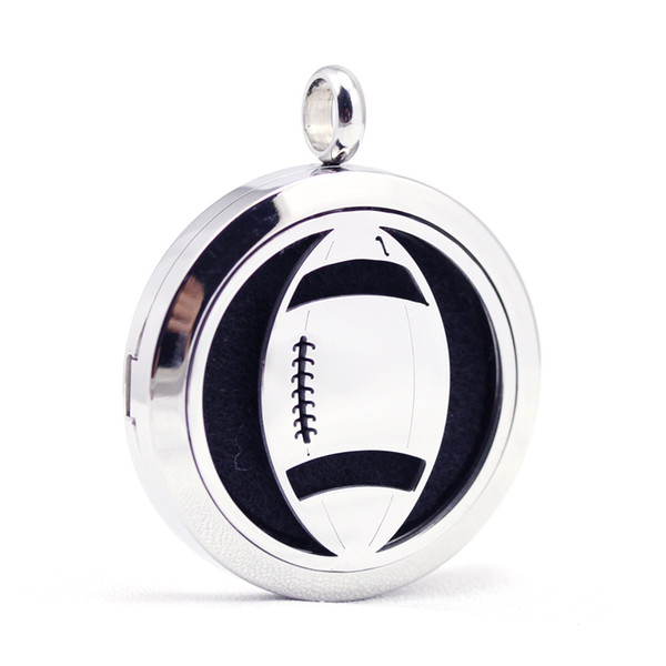 30mm stainless steel American football aroma aromatherapy essential oil diffuser necklace