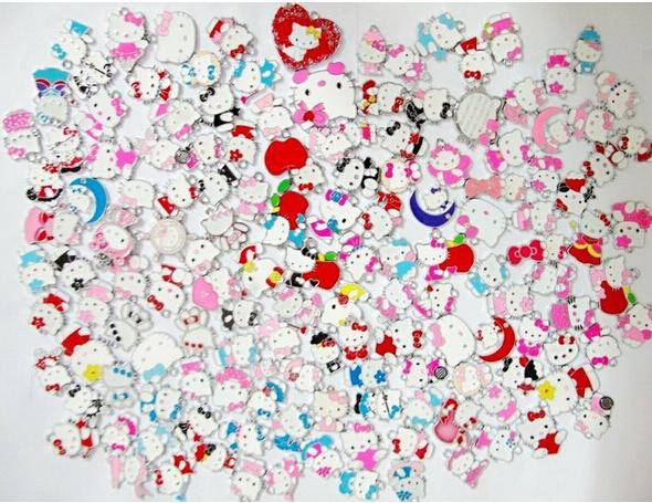 wholesale Free shipping Lot 100pcs Hot Sale Hello Kitty Mix style zinc alloy metal enamel charms metal enamel pendant