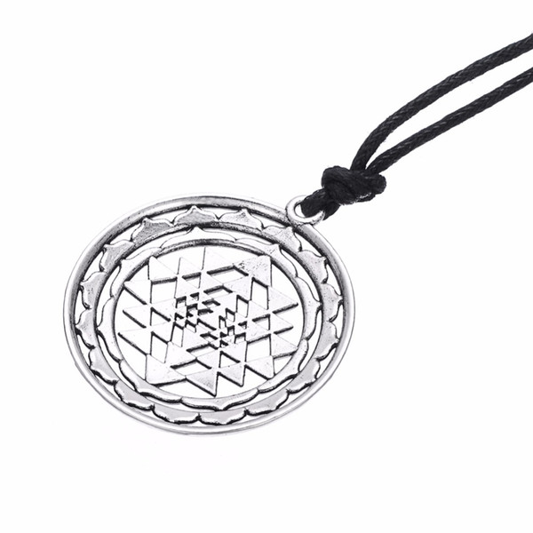 Mandala CHAKRA 3rd Eye Hindu Goddess Yoga Sri Yantra Wiccan Pagan Punk Men Rope Necklace Jewelery IndiaZI-111