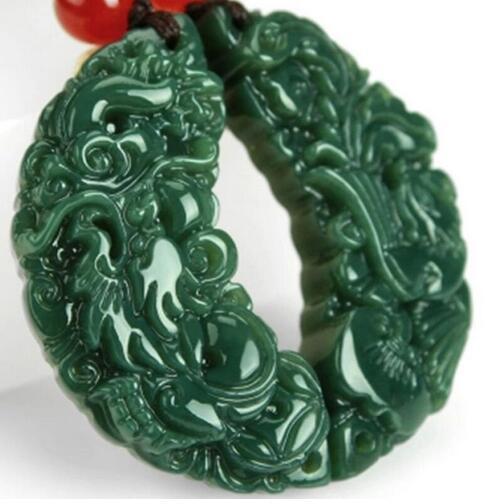 Hetian jade QINGYU longfeng pendant with men and women Lovers with couples natural jade pendant crescent