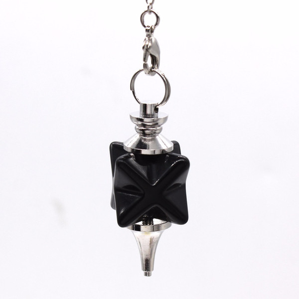 100-Unique Silver Plated Energy Star Dowsing Pendulum Black Onyx Pendant Meditation Jewelry