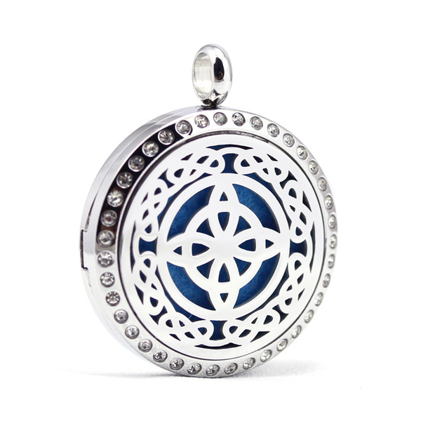 30mm stainless steel new design rhinestone aroma aromatherapy essential oil diffuser necklace women