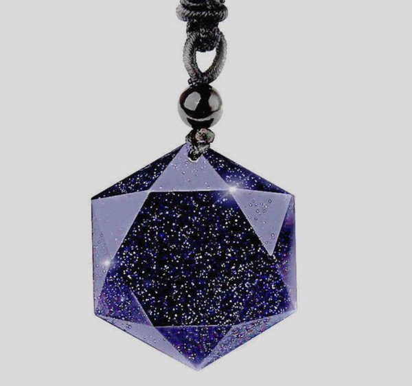 Blue sandstone necklace pendant Six awn star Necklace pendant Jewelry stone