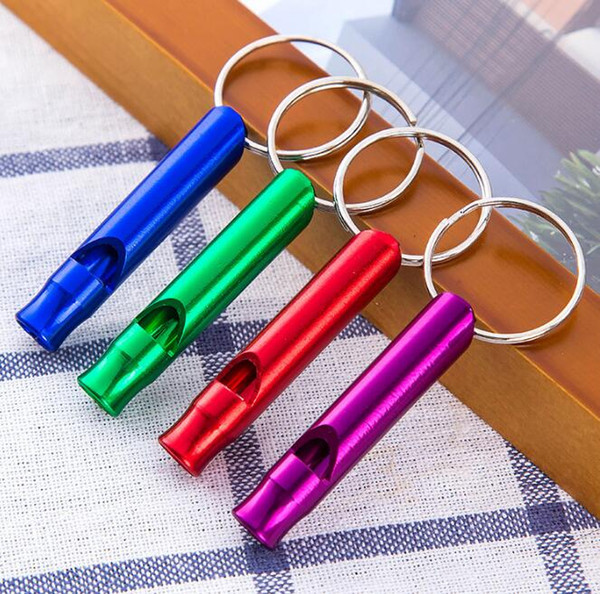 Aluminum Alloy Whistle Keyring Keychain Mini For Outdoor Emergency Survival Safety Sport Camping Hunting random color H244