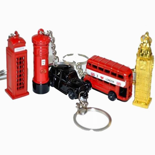 British style united kingdom red Telephone Booth,london Bus, Taxi, Big Ben,Mail Box Model 3D keyring Keychain for gift