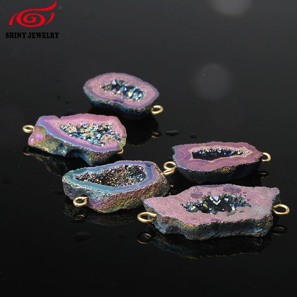 Agates Geode Drusy Druzy Pendant Charm Random Shape Druzy Jewelry Connector for Bracelet Necklace Making DIY Accessories