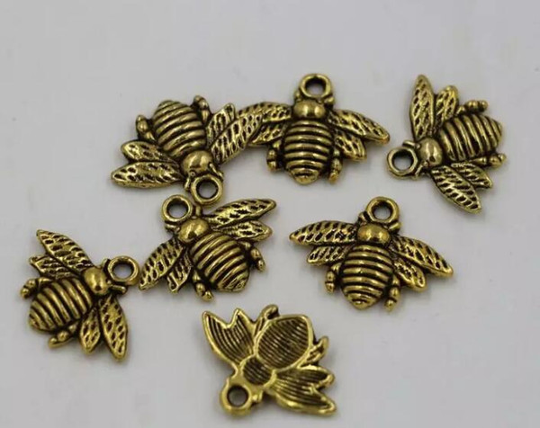 Jewelry accessories wholesale, ancient silver alloy bee pendant, antique silver / gold / copper zinc alloy pendants, 16x20mm lovely bee