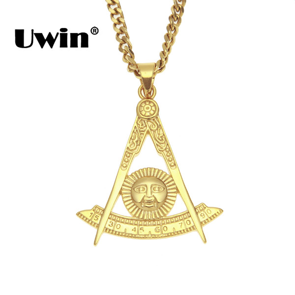 Uwin Mens Hiphop Egyptian Portrait Freemason Necklaces Pendants Stainless Steel Free And Accepted Masons Jewelry Drop Shipping