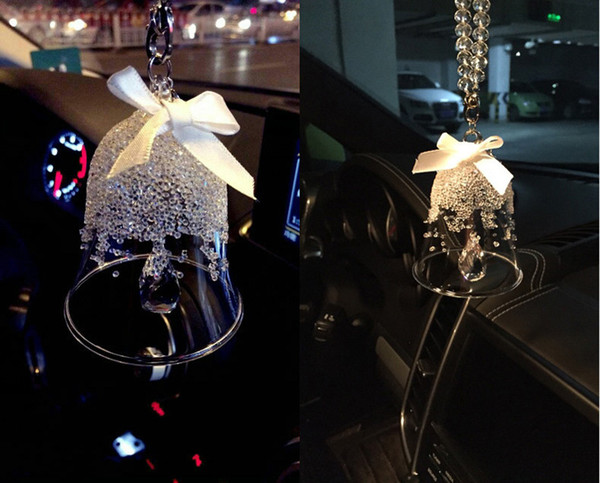 Car Hanging Crystal Bell Chimes Pendant Jewelry Ornaments Jushi Crystal Campanula Decorations Interior Accessories Christmas Gift