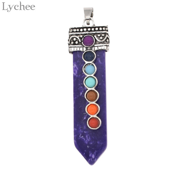 Lychee Trendy Natural Crystal Sword Pendant Women Purple Crystal Necklace Pendant For Jewelry Making