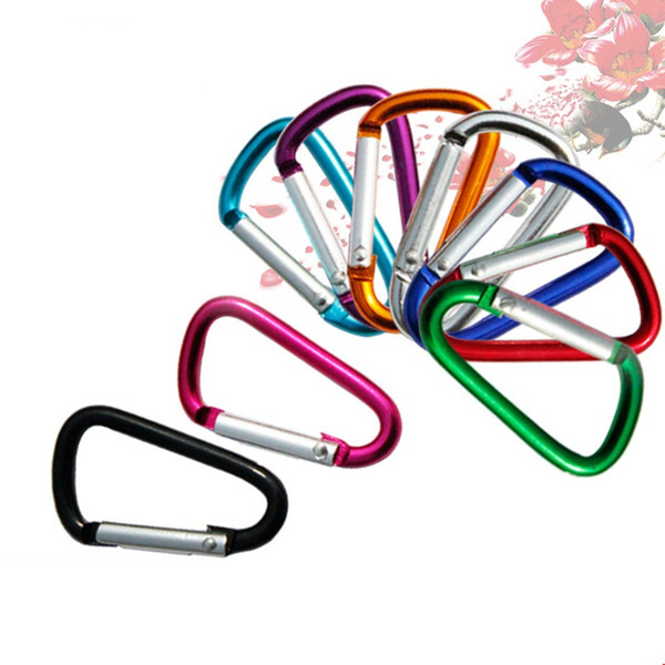 Outdoor Sports Camp Snap Clip Hook Keychains Hiking Aluminum Metal Stainless Steel Hiking Camping Clip On shape of D Safety buckle Pendant