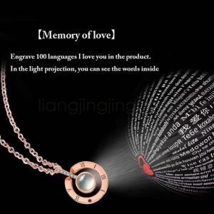 Round Heart Shape memory Necklace Chain 100 Languages I Love You Projection Pendant Romantic Jewelry Wedding Gift AAA1592