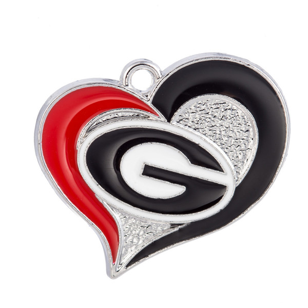 New Arrivals NCAA Georgia Bulldogs Team logo Dangle Pendant DIY Hearts Sports charm Necklace Jewelry