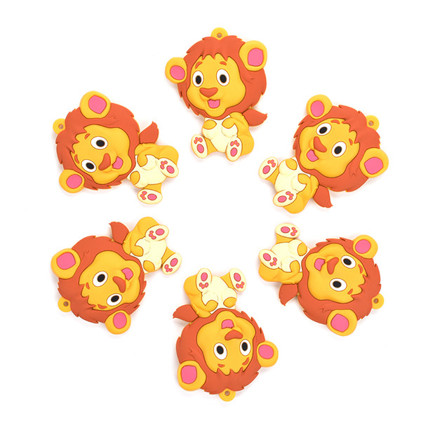 Silicone Teether Lion 2pcs/lot Cartoon Silicone Pendant Necklace Teething Toy for Baby BPA Free Teething Necklace