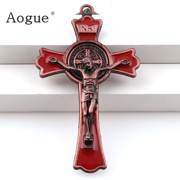 Colorful Enamel Jesus Crucifix Double Draw Crosses Charms INRI Saint Benedict Crucifix Pendants For Pendants Necklace