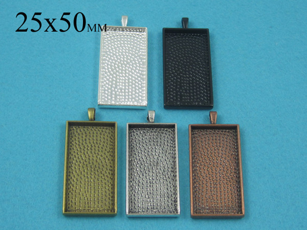 25x50mm Rectangluar Pendant Tray, Blank Bezel Pendant Setting, Rectangle Cabochon Setting