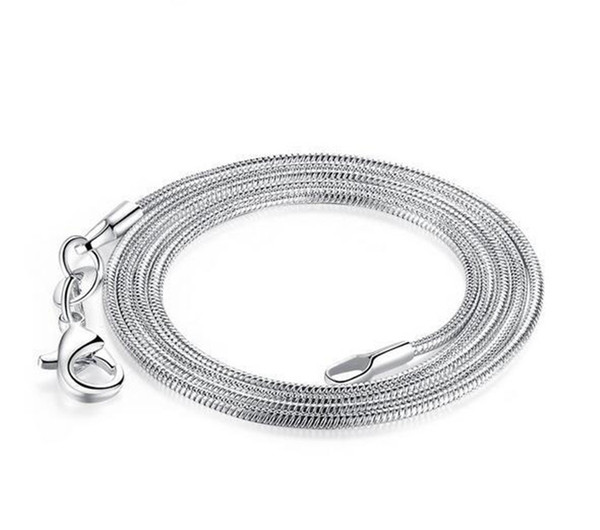 New 925 Sterling Silver Smooth Snake Chain Necklace Lobster Clasps Chain Jewelry Size 1mm 16/18/20/22/24inch Pendants Free Epacket