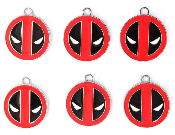 50 Pcs Red Cartoon Marvel Comics Deadpool Metal Charm Pendants DIY Jewelry Making Party Toy Gifts