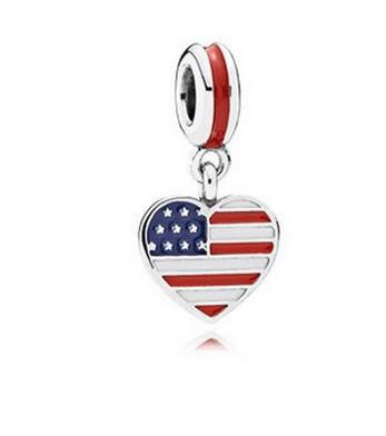 Wholesale 30Pc American Brazil Flag Pendant Charm Sterling Silver European Charms Bead Fit Pandora Bracelets Snake Chain Fashion DIY Jewelry