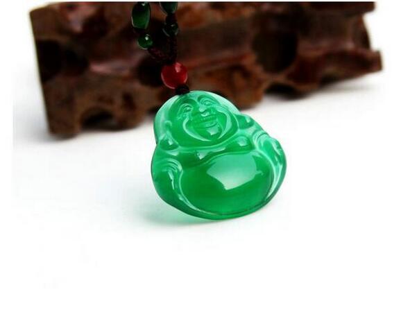 fine jewelry Green chalcedony Jade Buddha Pendant Rope Necklace Jewelry Gift Natural Gemstone Wholesale