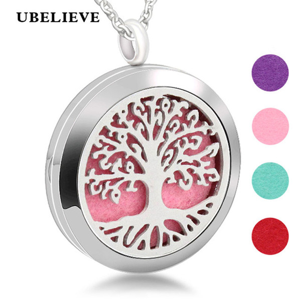 Hollow Out Tree Of Life Magnetic Aromatherapy Diffuser Necklace Jewelry Perfume Locket Pendant Essential Oil Locket Necklace