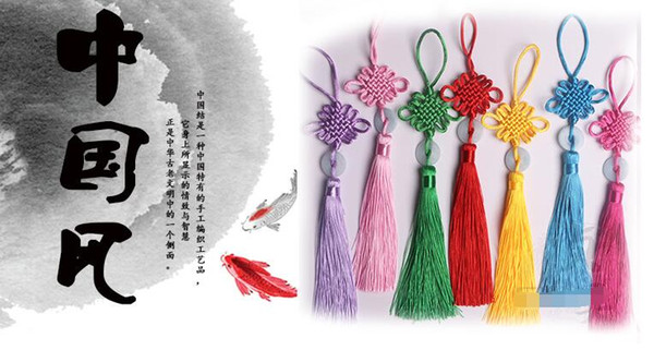 Oneoney 1PCS Chinese Knot Tassel Fringe Chinese Arts and Crafts Plastic Jade Tassels Decoration Pendant Gift Present Home Decor many color