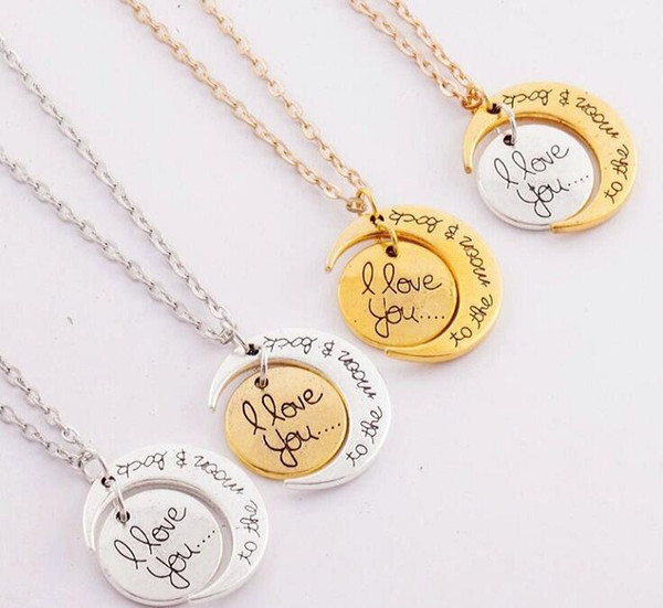 European And American Fashion I Love You To The Moon And Back Necklace Lobster Clasp Hot Pendant Necklaces 20pcs/lot H0146