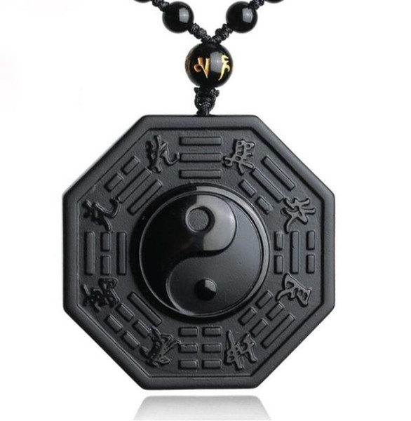 DropShipping Black Obsidian Necklace Pendant Chinese BAGUA Men's Jewelry Women's Jewelry