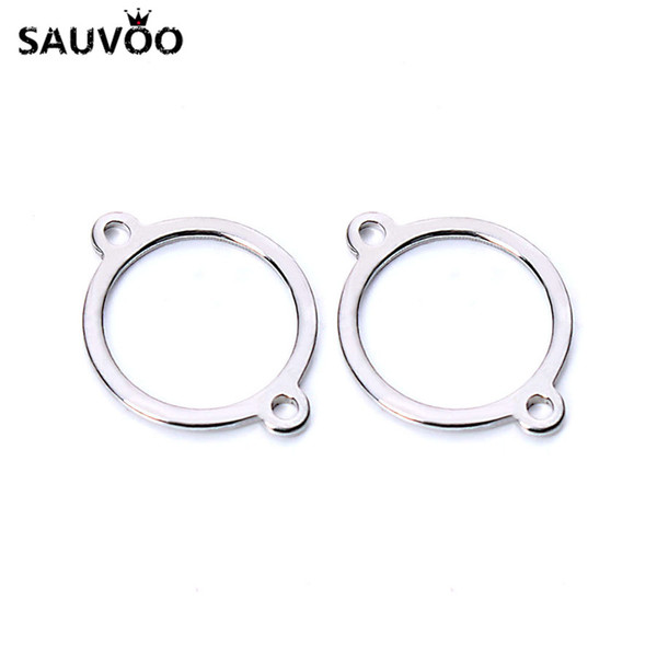 Wholesale-20pcs/lot Silver Tone Stainless Steel Round Circle Pendants Blank Connectors 16mm for DIY Necklaces & Bracelets Jewelry Making