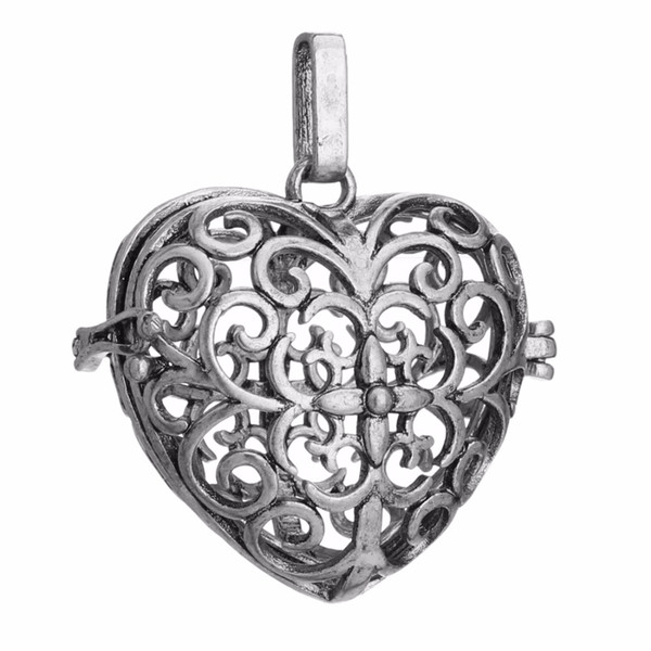 Louleur Heart Shape Locket Hollow Pendant Two Classic Sier Alloy with 2.4 Diameter Hollow For Unisex Jewelry Necklace Makings