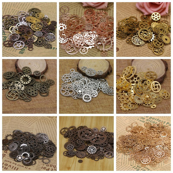 DIY Assorted Color Antique Metal Steampunk Gears Charms Pendants Clock Watch Wheel Gear accessories for Crafting Jewelry Making Accessory