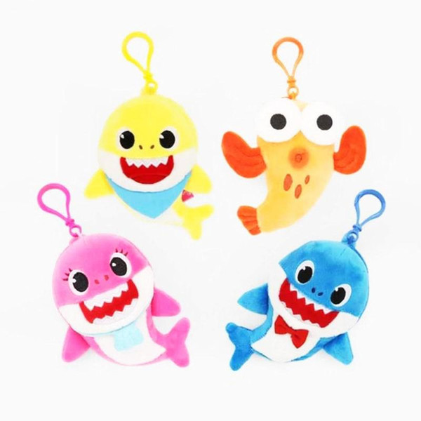 120PCS Baby Shark Plush Keychains 10CM Plush Stuffed Shark Toy Doll Animal Key Holders Key Rings Cute Fluffy Baby Gift Doll Car Decoration