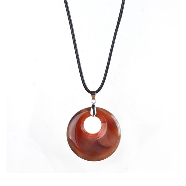 Natural Agates Pendant Necklace Raw Material Natural Stone Minerals Crystal Hollow Gem Pendant Charm Jewelry Making Findings