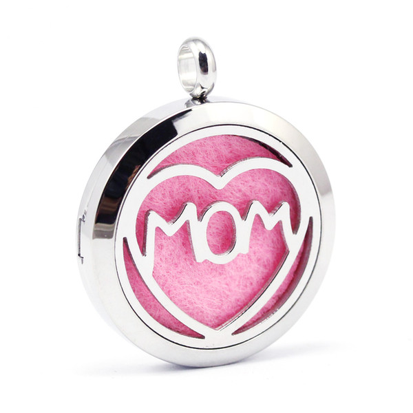 30mm 316L stainless steel mothers day gift heart design aroma aromatherapy essential oil diffuser necklace