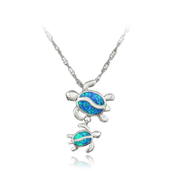 Wholesale- Free Gift Box Free Chains 2016 New Style Blue Fire Opal Women Jewel Silver Plated Opal Pendant For Women 1 1/8'' OP206