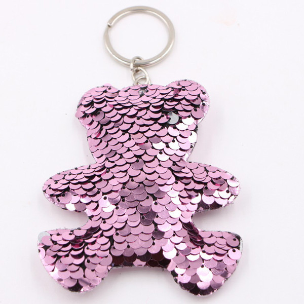 Sequins Keyring Mermaid/Cat/Star/Bear Women Girl Shine Keyring Handbag Jewelry Key Chain Sequins Keychain Pendant wholesale