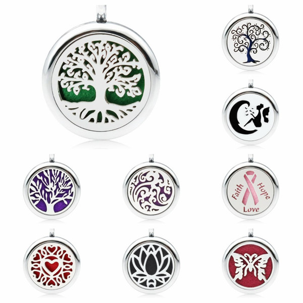 Lovely tree of life Heart clouds lotus 25mm essential oil Perfume diffuser locket pendant fit necklace making 1 pad no chain