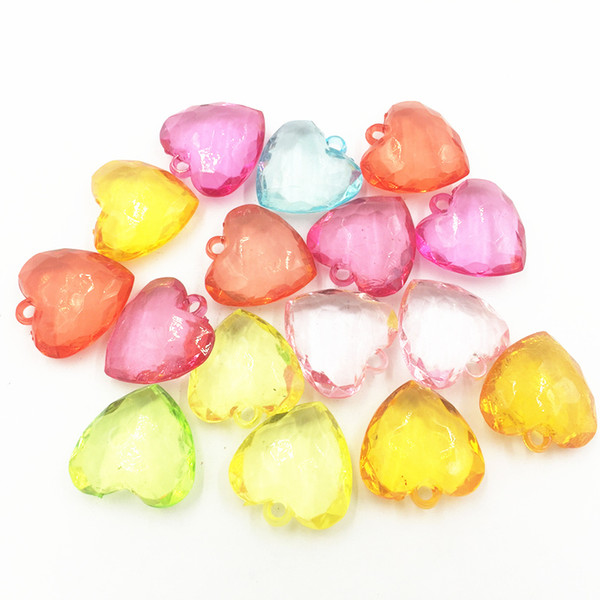 10Pcs Pendants Mixed Transparent Heart Love Arcylic Fashion Jewelry DIY Making Findings Charms 30mm