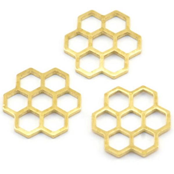 12pc raw brass Honeycomb Hexagon Connectors.charm Necklace (Nickel Free and Lead Free). (14x0.8mm) E080