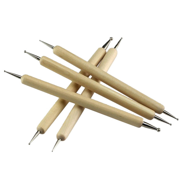 5pcs Wood And Stainless Steel Ball Stylus Polymer Clay Pottery Ceramics Sculpting Modeling Handmade Tools Set P0.2