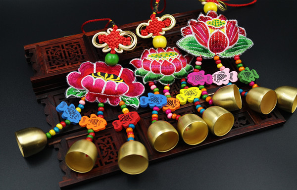 National Embroidery Lotus / Water Lily Wind chime from Yun Nan China Folk Art Home Decoration